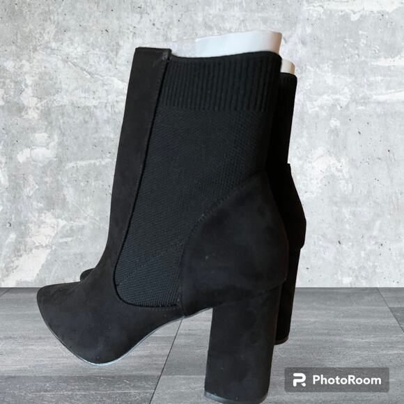 NWB Black Stretchy Pull on Sock Boots Size 9 - Picture 8 of 11